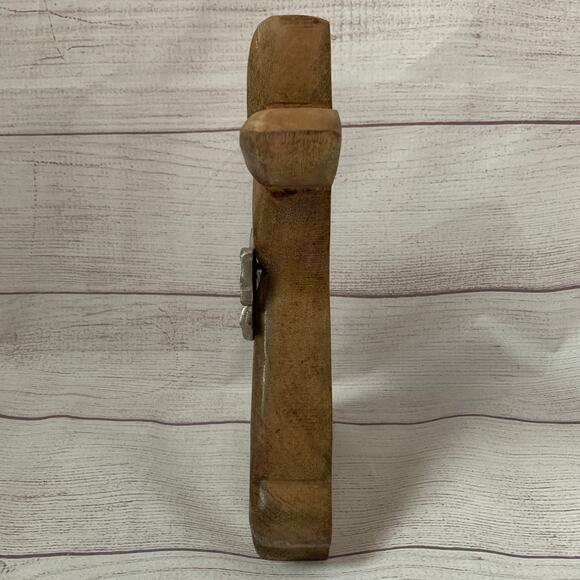 Wood Bunny Rabbit Figurine with Metal Silver Bow Easter Spring Farmhouse 9 3/4"H - Picture 3 of 12